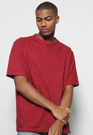 VINTAGE TOMMY HILFIGER LOGO T-SHIRT MAROON