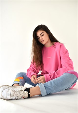 G&G UNISEX CANDYPINK WRITING SWEAT