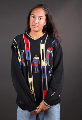 BLACK MULTI COLOR PATTERN CARLO COLUCCI JUMPER