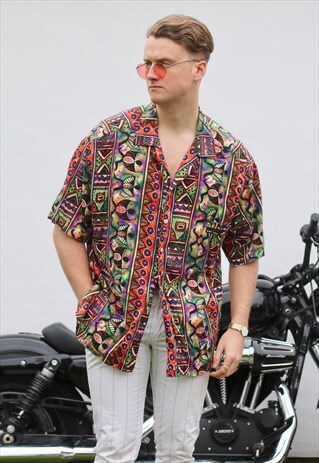 SCRUB MED TRIBAL MOSAIC DESIGN SHORT SLEEVE SHIRT