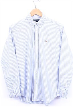 Vintage Ralph Lauren Shirt Blue White Striped Long Sleeve 