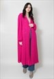 70'S PINK CARDIGAN CROCHET LONG SLEEVE MIDI LADIES VINTAGE