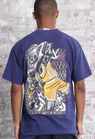 VINTAGE NIKE BASKETBALL GRAPHIC T-SHIRT NAVY BLUE
