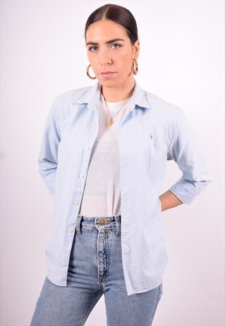 RALPH LAUREN WOMENS VINTAGE SHIRT 3/4 SLEEVE MEDIUM 90'S