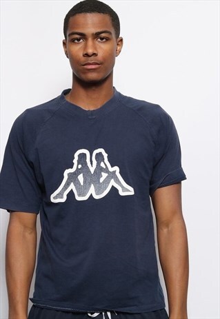VINTAGE KAPPA BIG LOGO T-SHIRT NAVY BLUE