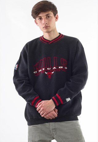 VINTAGE STARTER CHICAGO BULLS NBA CREW NECK 90S BLACK