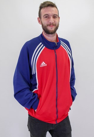VINTAGE ADIDAS BACK LOGO JACKET IN RED XL