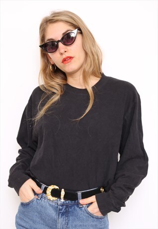 VINTAGE HARLEY DAVIDSON BLACK LONG SLEEVE TOP T-SHIRT