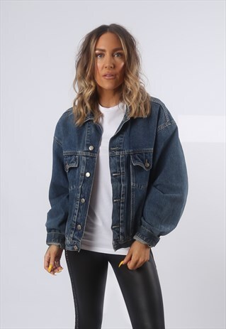 DENIM JACKET OVERSIZED FITTED VINTAGE UK 14 (BG2A)