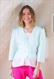 Light blue and white striped short jacket