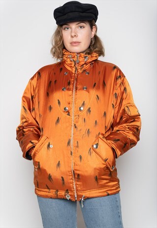 ORANGE BLACK SHINY TIGER WINTER JACKET M