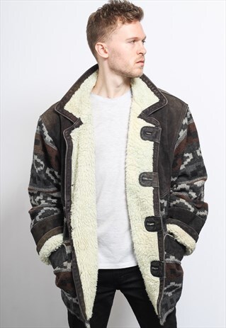 VINTAGE AZTEC INCA FLEECE LINED JACKET