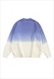 GRADIENT SWEATER TIE-DYE JUMPER KNITTED PREPPY TOP IN BLUE