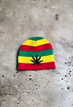 Vintage Y2K Reggae Print Beanie Hat