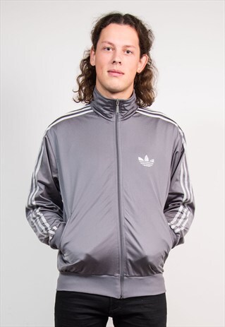 VINTAGE 90'S GREY ADIDAS FIREBIRD TRACKSUIT JACKET