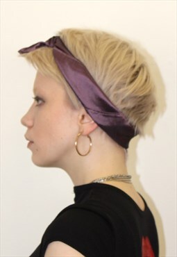80's unique style purple headband neck scarf bow grunge