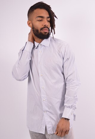 VINTAGE ERMENEGILDO ZEGNA SHIRT STRIPES BLUE