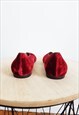 1980S VINTAGE COLE HAAN RED VELVET FLATS SIZE 7