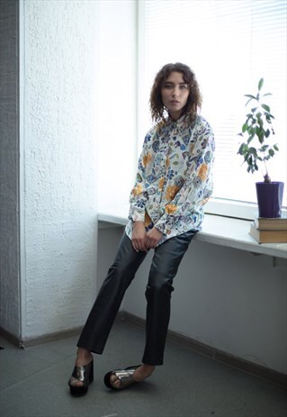 VINTAGE WHITE PATTERNED VISCOSE SHIRT