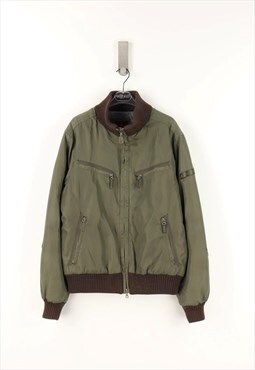 Vintage Peuterey Bomber Jacket in Military Green - XL