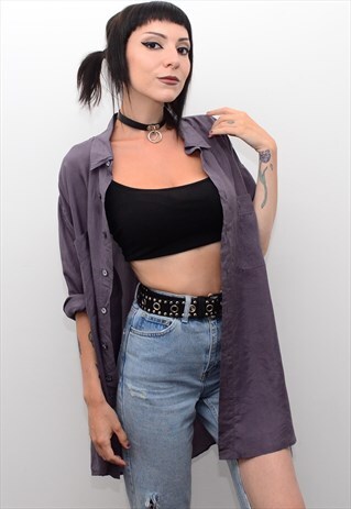 VINTAGE 90'S GENUINE SILK MAUVE OVERSIZED SHIRT