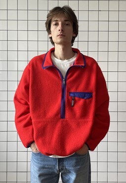 Vintage PATAGONIA Fleece Jacket Pullover 90s Red