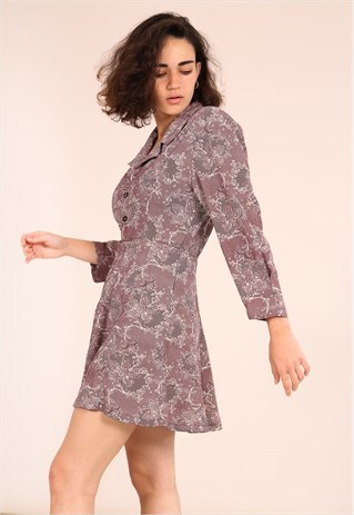 VINTAGE 70S LACE PRINT SHIRT DRESS