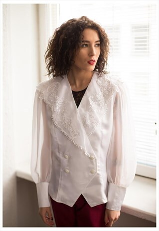VINTAGE 70'S WHITE DOUBLE BREASTED TOP