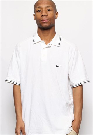 VINTAGE NIKE LOGO POLO SHIRT WHITE