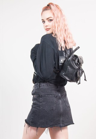 VINTAGE 90'S BLACK FAUX LEATHER RUCKSACK