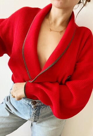 VINTAGE 80S KNIT MADE IN ITALY UNISEX OVERSIZED CARDIGAN