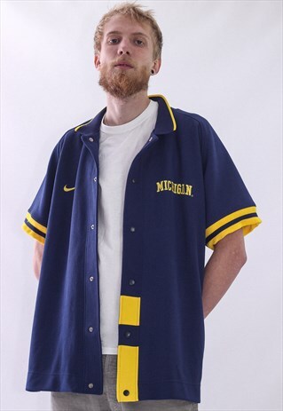 VINTAGE MENS NIKE MICHIGAN BIG LOGO SHIRT TOP JACKET JERSEY