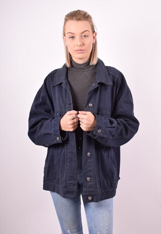 WOMENS VINTAGE DENIM JACKET XXL NAVY BLUE 90S
