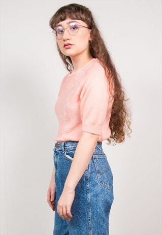 VINTAGE 70'S BABY PINK KNIT T-SHIRT