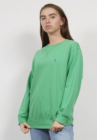 VINTAGE 90'S POLO RALPH LAUREN BRIGHT GREEN SWEATSHIRT