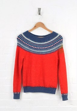 Vintage GAP Knitted Jumper Pattern Red/Blue Y2K Ladies Small