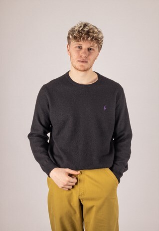 RALPH LAUREN MERINO WOOL JUMPER IN BLACK
