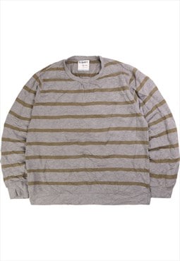 Vintage  Old NAvy Sweatshirt Striped Crewneck Grey Large