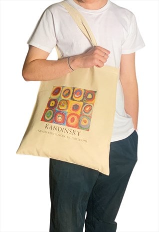 KANDINSKY SQUARES WITH CONCENTRIC CIRCLES TOTE BAG TITLED