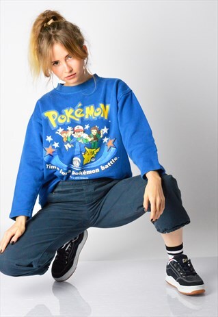 VINTAGE BLUE POKEMON NINTENDO SWEATSHIRT PETITE