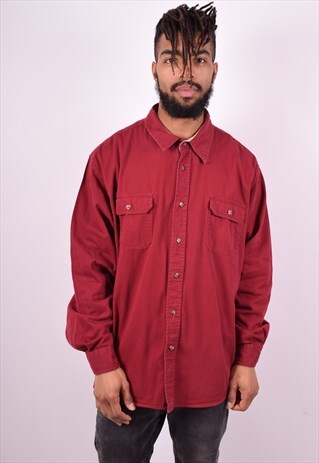 WRANGLER MENS VINTAGE DENIM SHIRT XXL MAROON 90'S