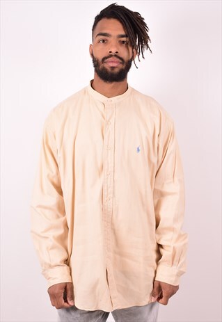 POLO RALPH LAUREN MENS VINTAGE SHIRT XL YELLOW 90S