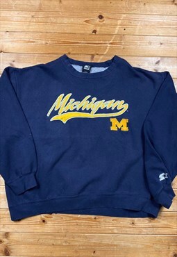 Vintage michigan wolverines blue starter sweatshirt large 