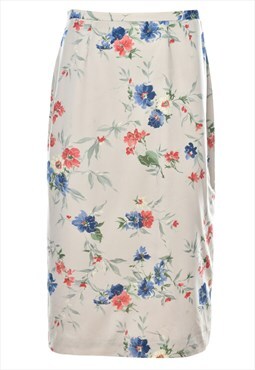 Vintage Floral Print Full Skirt - M
