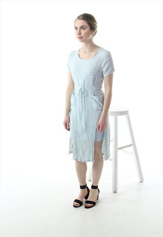 PLAID BLUE DRESS / SHORT SLEEVE DRESS