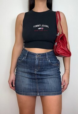 Reworked Tommy Hilfiger Black Spell Out Crop Top