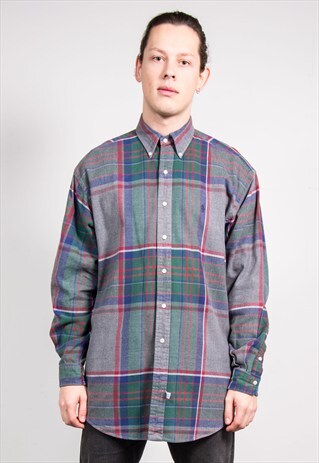 VINTAGE 90'S GREY RALPH LAUREN CHECK SHIRT