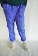 Vintage Parachute Joggers Pants Trousers Sweatpants in Blue