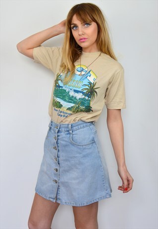 VINTAGE 90S BEIGE MIAMI PRINTED T SHIRT