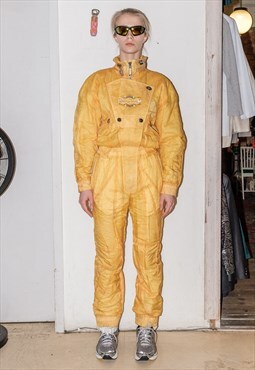 90's Vintage puff ski tracksuit in yellow